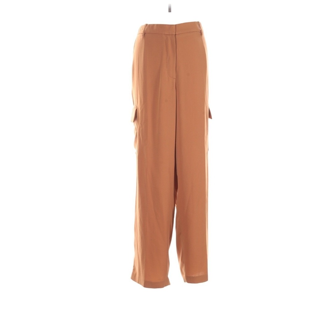 Halogen Women Orange High Rise Wide Leg Cargo Pants Size Large‎ Terracotta